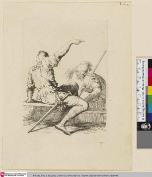 Salvator Rosa Invenit [Zwei sitzende Männer in Rüstungen]