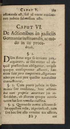Caput VI. De Actionibus in judiciis Germaniae instituendis, ac modo in iis procedendi.