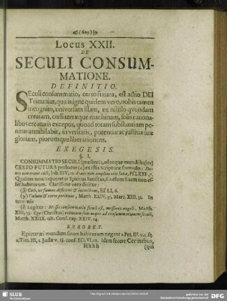 Locus XXII. De Seculi Consummatione