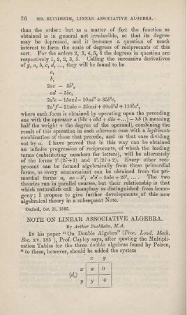 Note on linear associative algebra