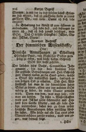 Kurtzer Begriff Der himmlischen Wissenschaft,[...]