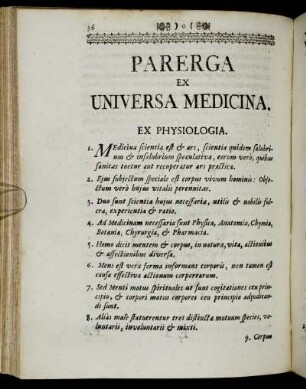 Parerga Ex Universa Medicina.