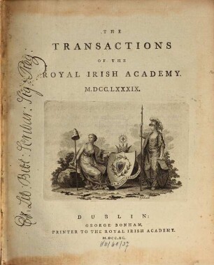 The Transactions of the Royal Irish Academy. 3. 1789