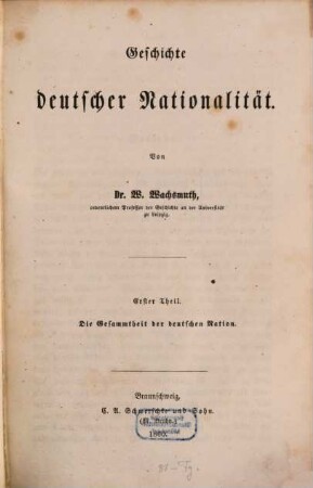 Geschichte deutscher Nationalität, 1