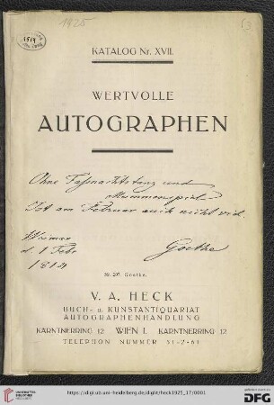 Nr. 17: Katalog: Wertvolle Autographen
