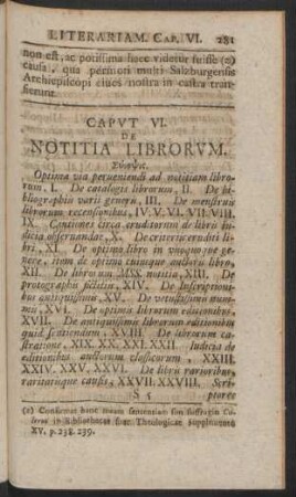 Caput VI. De Notitia Librorum