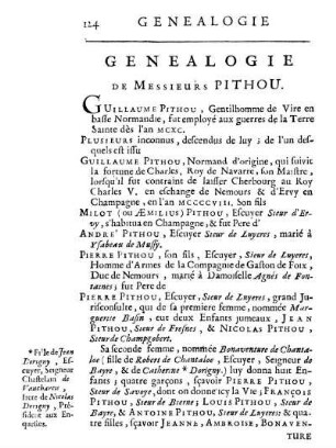 [VII.] Genealogie De Messieurs Pithou.