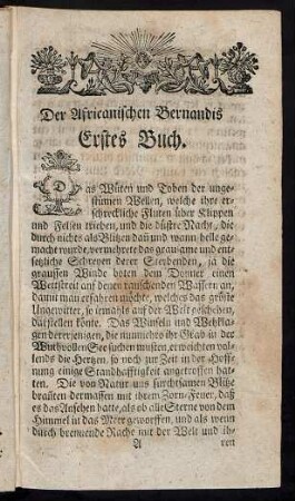 Der Africanischen Bernandis Erstes Buch.