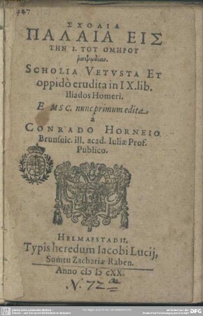 Scholia palaia eis tēn i tu Homēru aphōdian