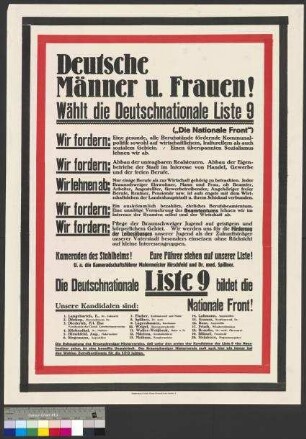 Wahlplakat der DNVP zur Stadtverordnetenwahl am 1. März 1931