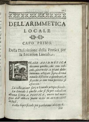 Dell' Arimmezica Locale.