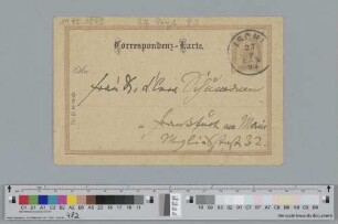 Postkarte an Clara Schumann