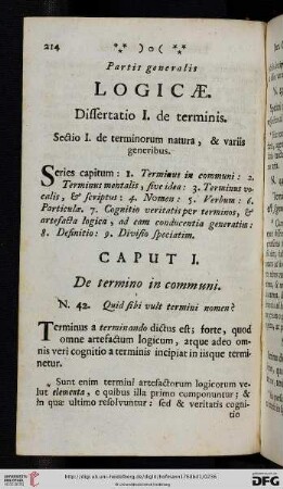 Dissertatio I: De terminis
