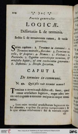 Dissertatio I: De terminis