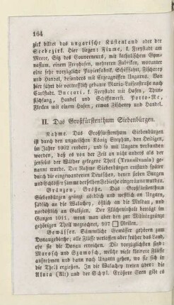 II. Das Großfürstenthum Siebenbürgen