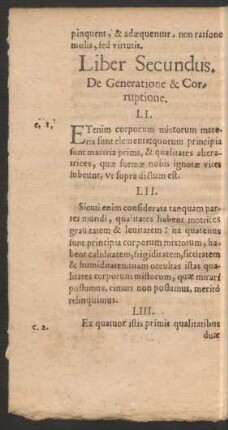 Liber Secundus. De Generatione & Corruptione.