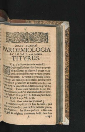 Paroemiologia Eclogae I. cui nomen Tityrus.