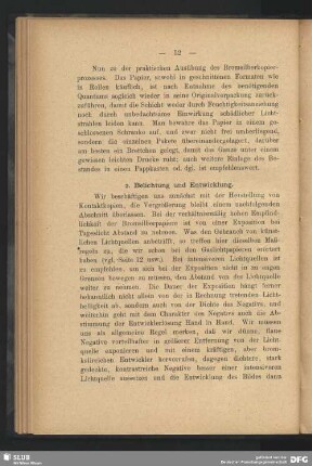 2. Belichtung und Entwicklung