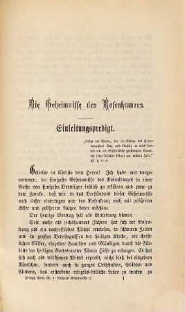 Predigten über die fünfzehn Geheimnisse des heiligen Rosenkranzes, nach ihrem dogmatischen und moralischen Inhalte