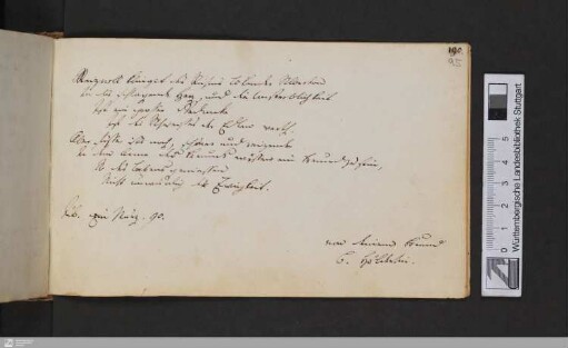 Eintrag Hölderlins im Stammbuch Clemens Christoph Camerer - Cod.hist.oct.329,95r : [StA 3,569 als Nachtrag zu StA 2,348]