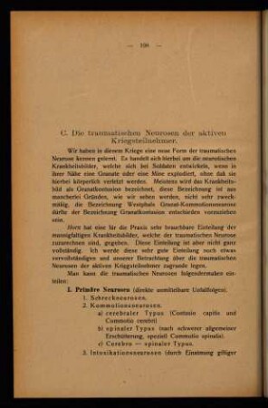 108-147, C. Die traumatischen Neurosen der aktiven Kriegsteilnehmer