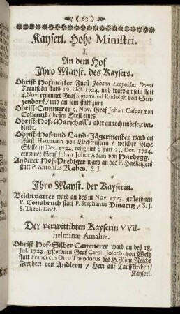 Kayserl. Hohe Ministri.