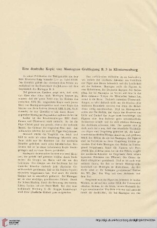 8: Eine deutsche Kopie von Mantegnas Grablegung B. 3 in Klosterneuburg