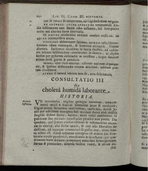 Consultatio III de cholera humida laborante