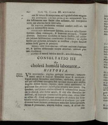 Consultatio III de cholera humida laborante