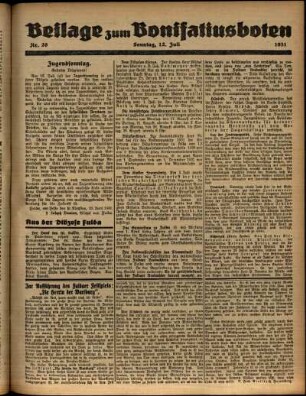 Zweite Ausgabe vom Sonntag, den 12. Juli 1931.