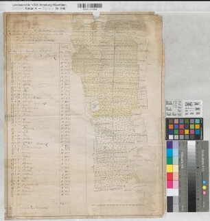 Lengerich (Lengerich) Hohne, Bauerschaft Teilung des Hohner Berges 1772 150 Ruten = 13,6 cm 57 x 44 kol. Zeichnung Friemel KSM Nr. 631,2