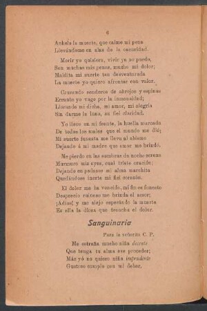 Sanguinaria : Para la señorita C.P.