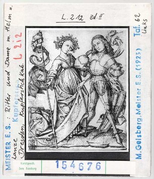 Meister E.S.: Ritter und Dame mit Helm und Lanze. Dresden, Kupferstichkabinett