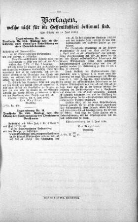 Vorlagen welche nicht für die Oeffentlichkeit bestimmt sind., 15. Juni 1898