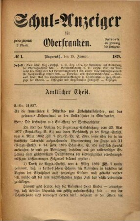 Schulanzeiger für Oberfranken. 3. 1878