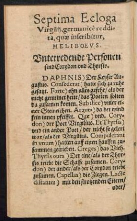 Septima Ecloga Virgilii, germanice reddita, quae inscribitur, Meliboeus.