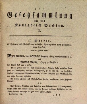 Gesetzsammlung für das Königreich Sachsen. 1831