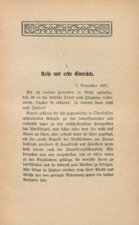 I. Reise und erste Eindrücke.