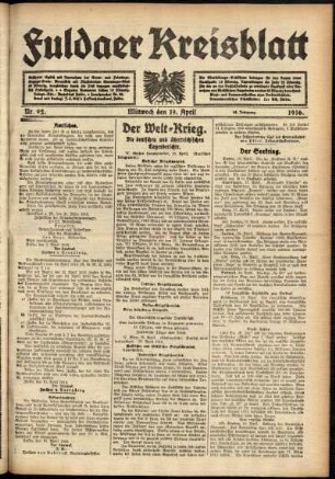 Ausgabe vom Mittwoch, den 19. April 1916.