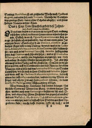 Das 3. Cap. Von Fruchtbarkeit deß Jahrs/ und Fortkommen der Früchte.