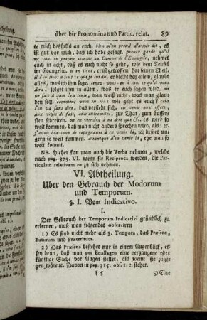 VI. Abtheilung. Uber den Gebrauch der Modorum und Temporum.