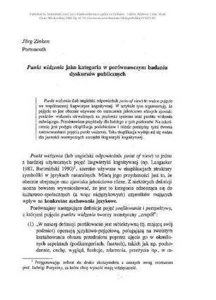 Punkt widzenia jako kategoria w porównawczym badaniu dyskursów publicznych