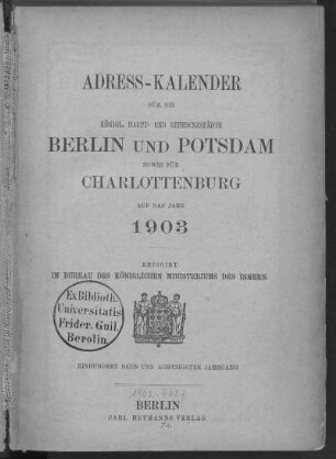 Stempel: Ex Biblioth. Universitatis Frider. Guil. Berolin