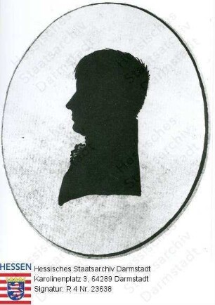 Hölderlin, Friedrich (1770-1843) / Porträt im Profil in Medaillon, Brustbild