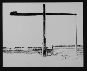 Studie Ungarn : Studie Ungarn (Ziehbrunnen und Pferde). Lichtzeichnung