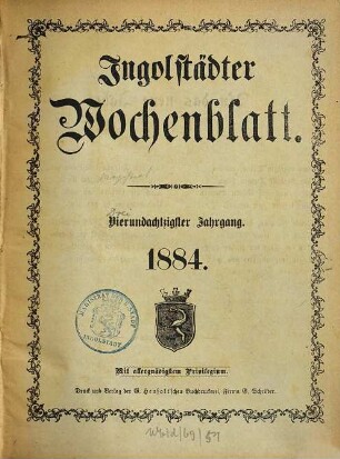 Ingolstädter Wochen-Blatt. 83. 1884
