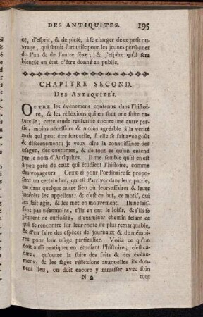Chapitre Second. Des Antiquités.