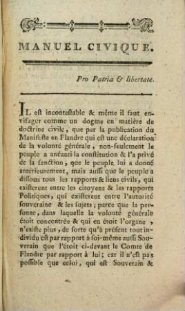 Manuel Civique Pour La Patrie Et La Liberté