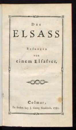 Das Elsass Besungen von einem Elsasser