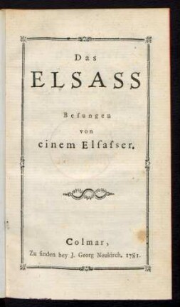 Das Elsass Besungen von einem Elsasser